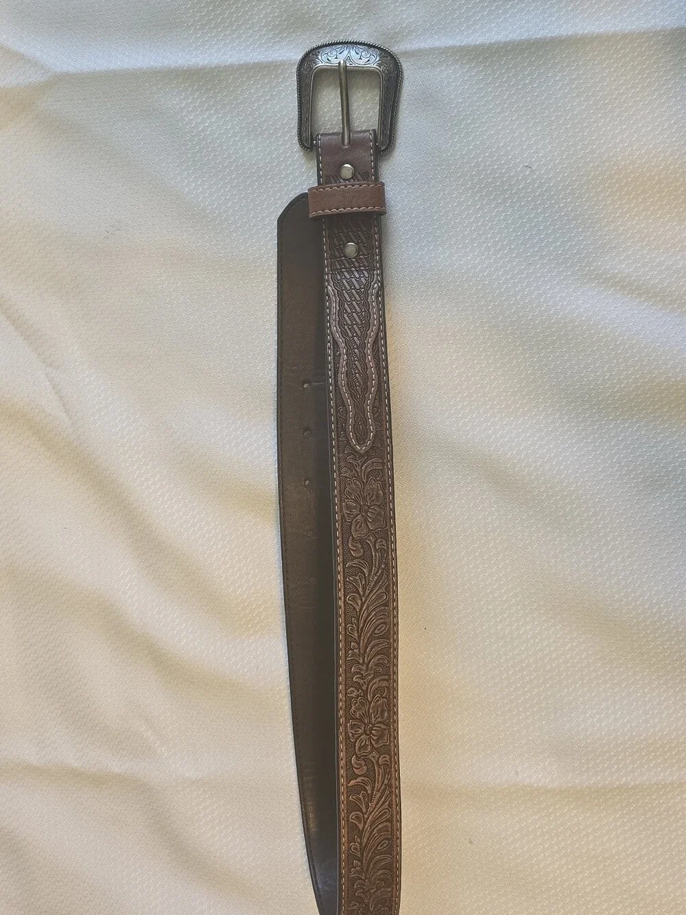 Cody James Brown Embossed Leather Belt with Decorative Buckle Sz 26, 31